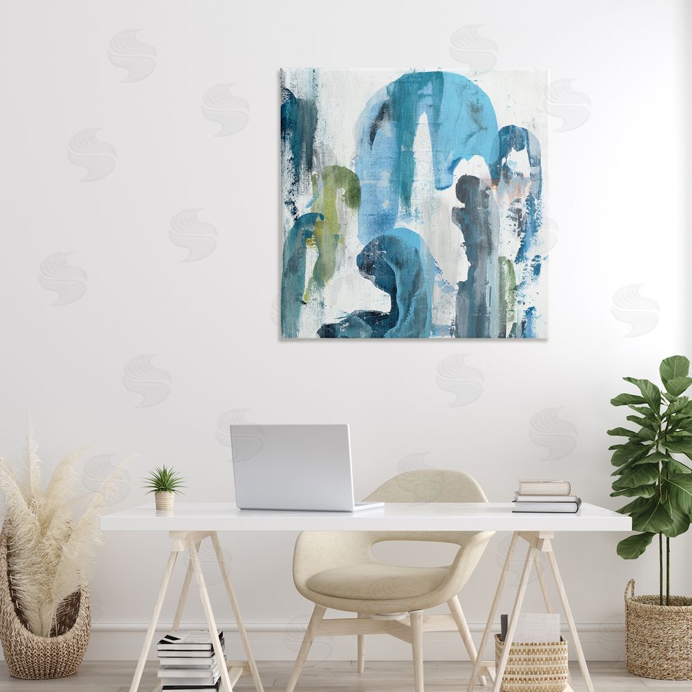Jeff Iorillo Blue Arches & Currents Stretched Canvas Wall Art in Room