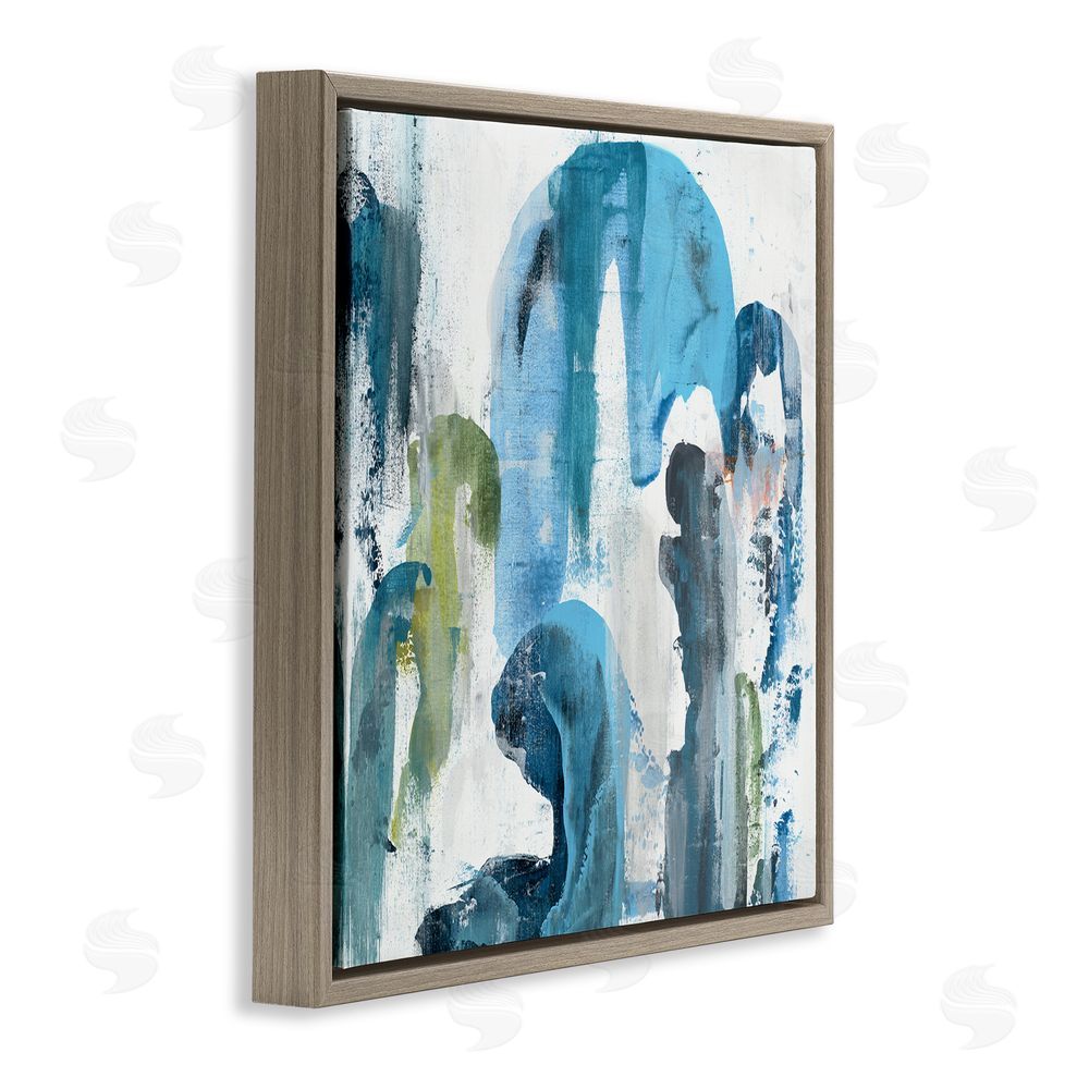 Jeff Iorillo Blue Arches & Currents Brown Floating Frame Canvas Wall Art Print