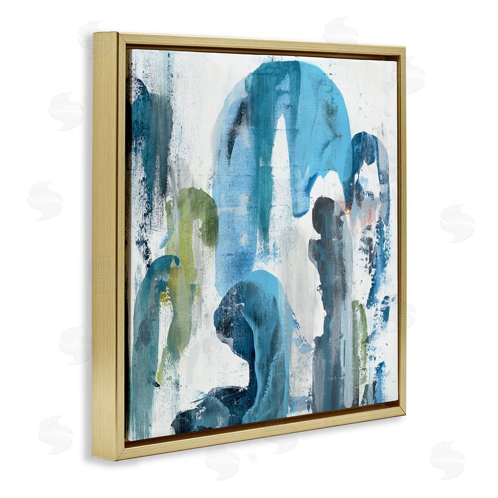 Jeff Iorillo Blue Arches & Currents Gold Floating Frame Canvas Wall Art Print