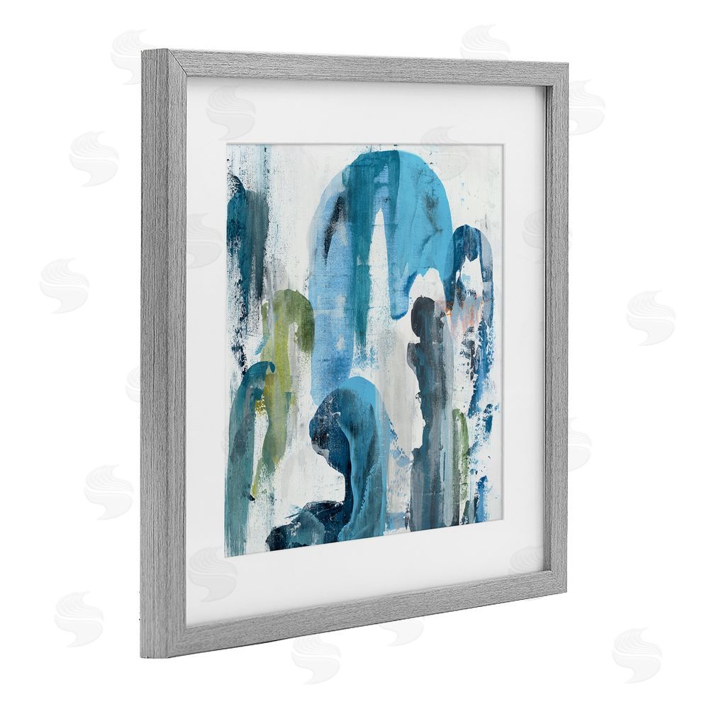 Jeff Iorillo Blue Arches & Currents Gray Framed Print Under Glass Wall Art