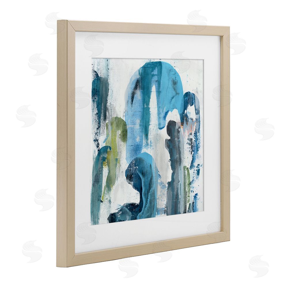 Jeff Iorillo Blue Arches & Currents Brown Framed Print Under Glass Wall Art