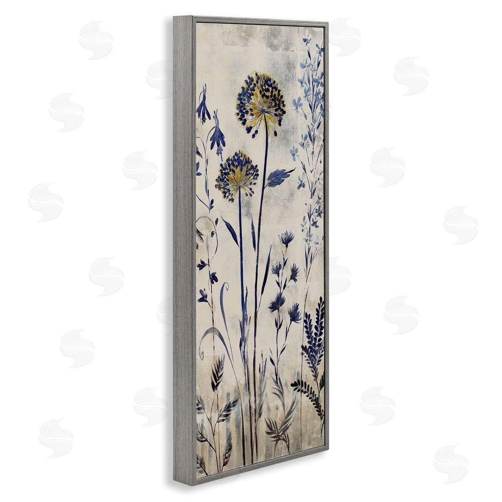 Liz Jardine Blue Allium Botanical Blooms Gray Framed Giclee Wall Art Print