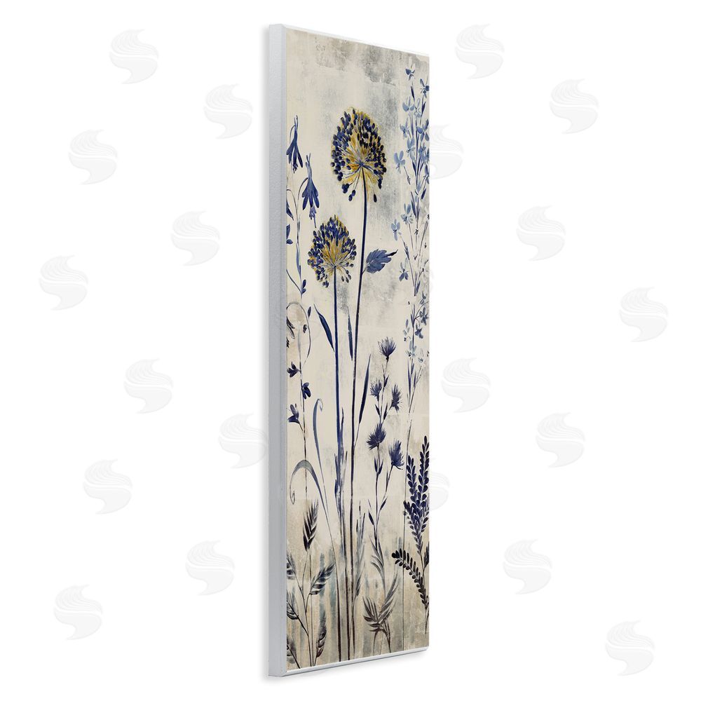 Liz Jardine Blue Allium Botanical Blooms Wooden Wall Plaque Art Print