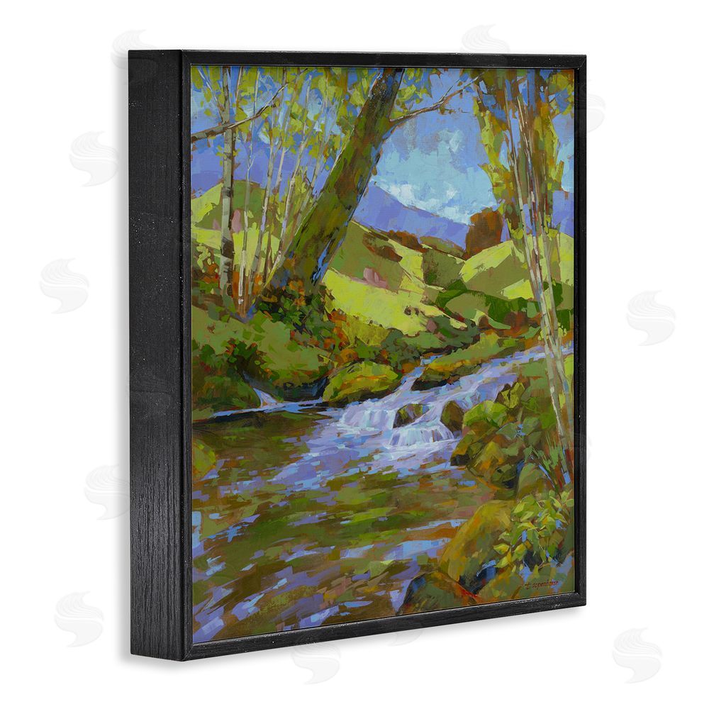 Trevor Copenhaver Birch Lined Forest Stream Black Framed Giclee Wall Art Print