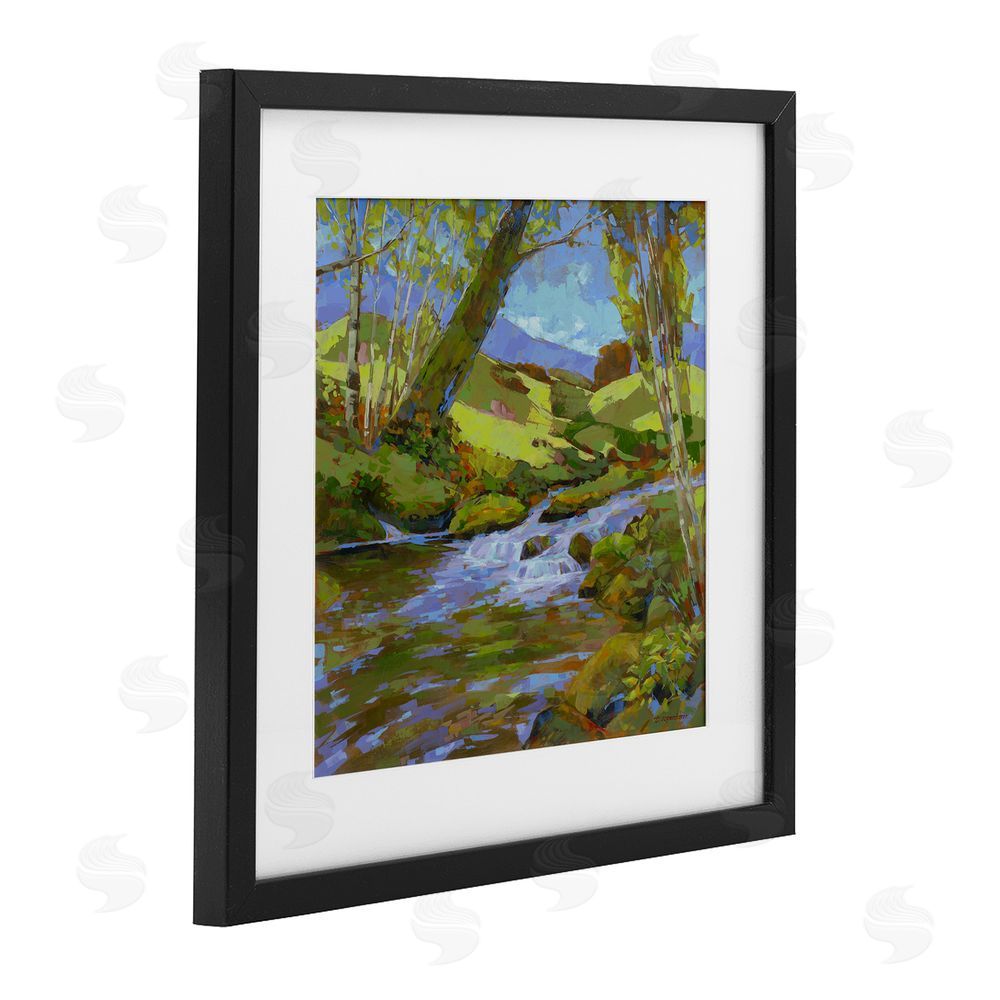 Trevor Copenhaver Birch Lined Forest Stream Black Framed Print Under Glass Wall Art