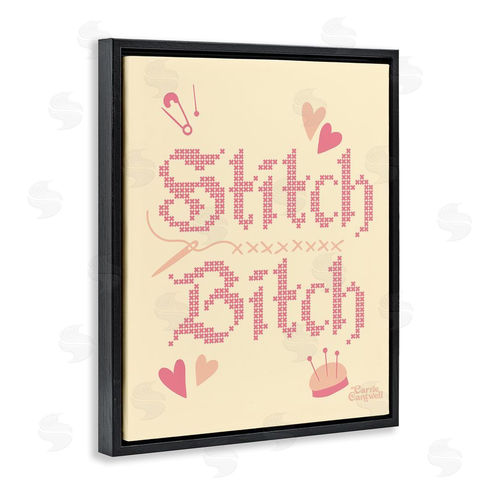 Carrie Cantwell Stitch B*tch Embroidery Craft Black Floating Frame Canvas Wall Art Print