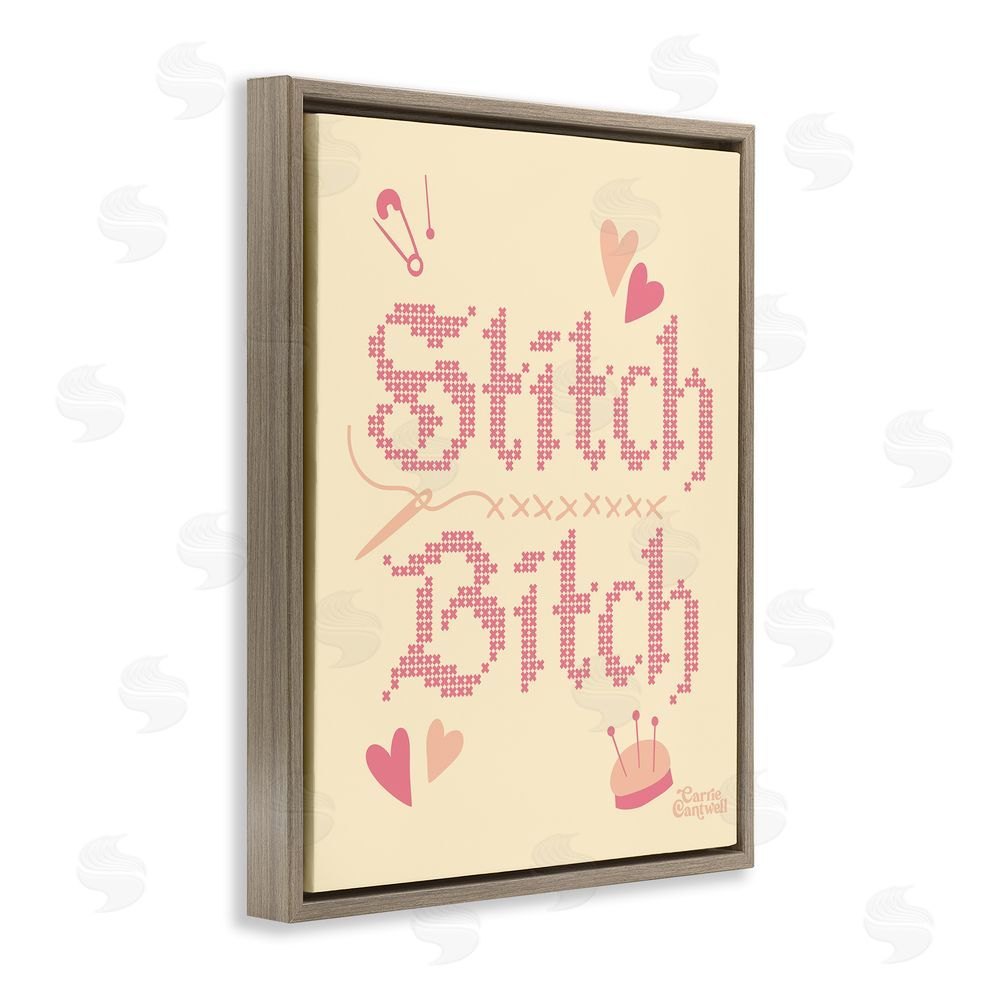 Carrie Cantwell Stitch B*tch Embroidery Craft Brown Floating Frame Canvas Wall Art Print