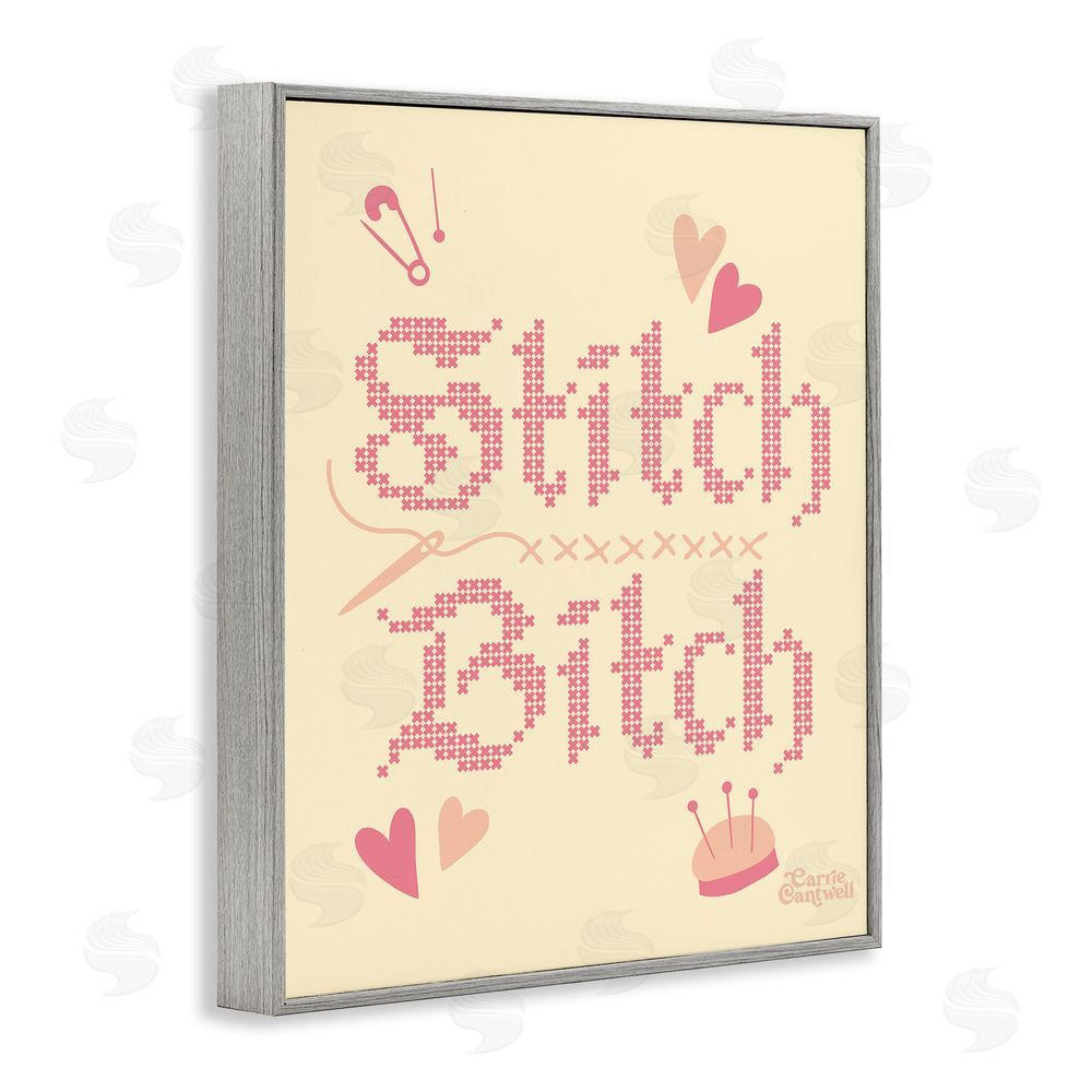 Carrie Cantwell Stitch B*tch Embroidery Craft Gray Framed Giclee Print Wall Art