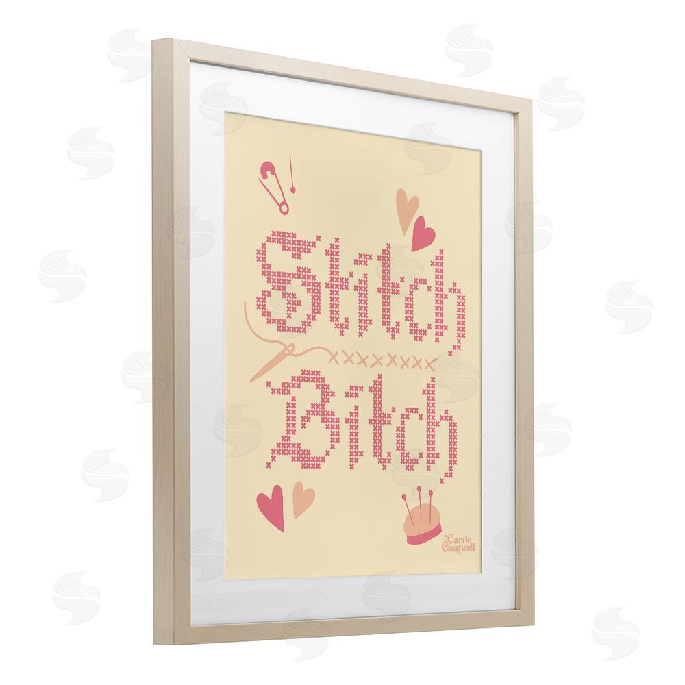 Carrie Cantwell Stitch B*tch Embroidery Craft Brown Framed Print Under Glass Wall Art