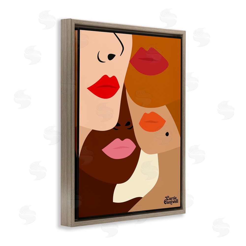 Carrie Cantwell Many Faces of Women Brown Floating Frame Canvas Wall Art Print