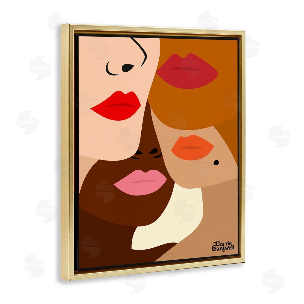 Carrie Cantwell Many Faces of Women Gold Floating Frame Canvas Wall Art Print