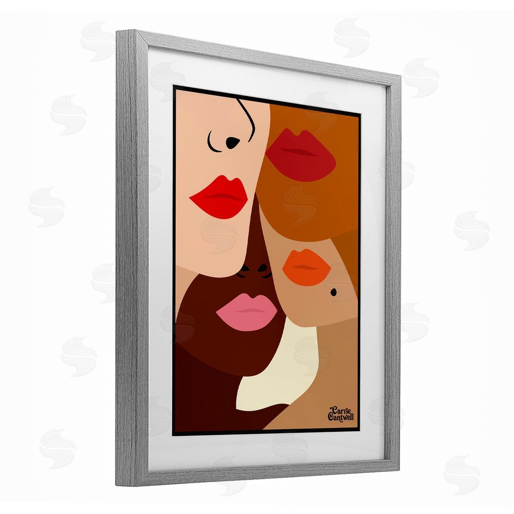 Carrie Cantwell Many Faces of Women Gray Framed Print Under Glass Wall Art