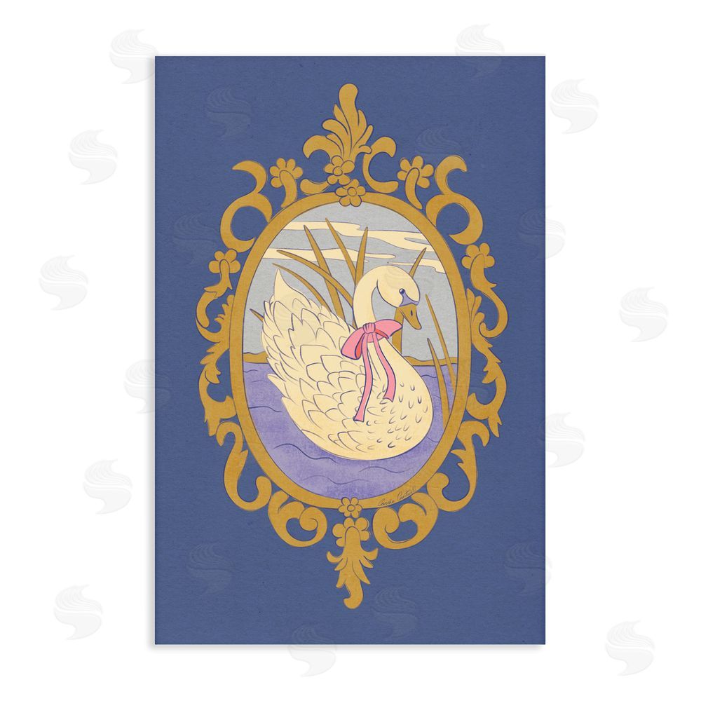 Carrie Cantwell Swan and Ornate Pattern Stretched Canvas Wall Art Print