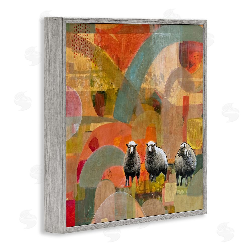 Dianna Fritzler Counting In My Sheep Gray Framed Giclee Wall Art Print