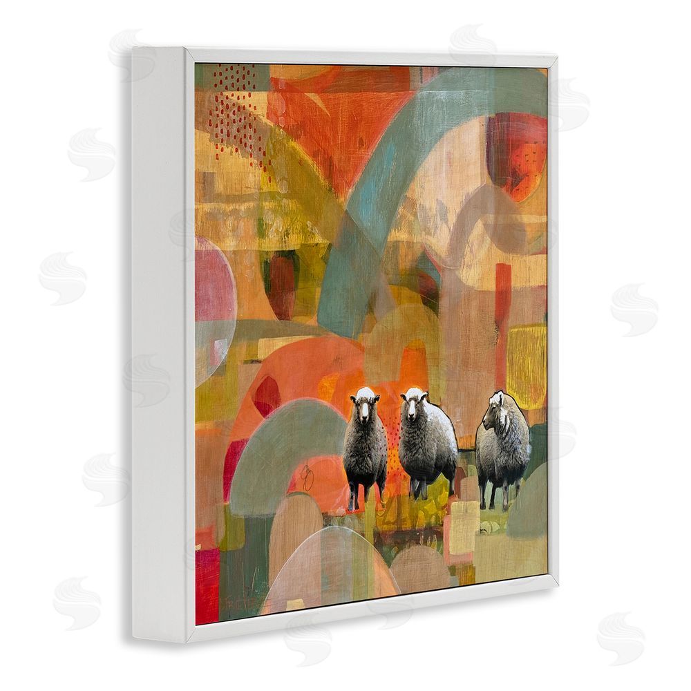 Dianna Fritzler Counting In My Sheep White Framed Giclee Wall Art Print