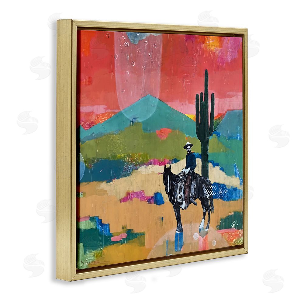 Dianna Fritzler I Used To Be A Cowboy Gold Floating Frame Canvas Wall Art Print