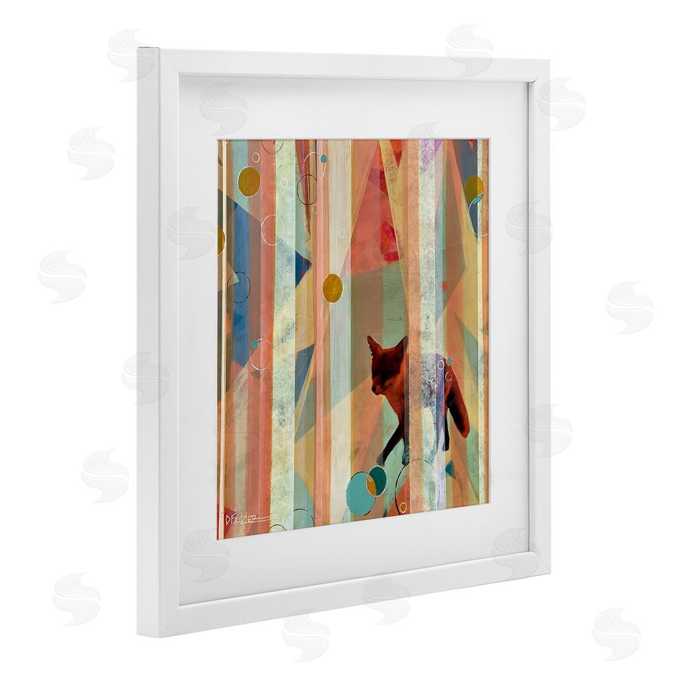 Dianna Fritzler Making My Move Fox White Framed Print Under Glass Wall Art