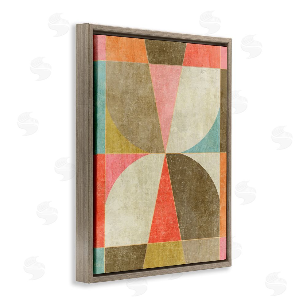Suzanne Nicoll Pinwheel Symmetric Shapes Brown Floating Frame Canvas Wall Art Print