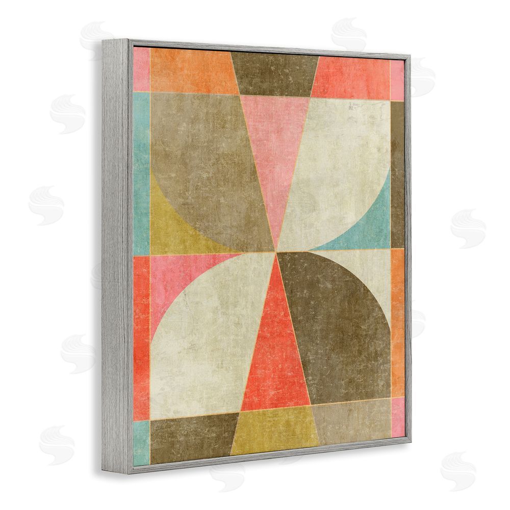 Suzanne Nicoll Pinwheel Symmetric Shapes Gray Framed Giclee Wall Art Print
