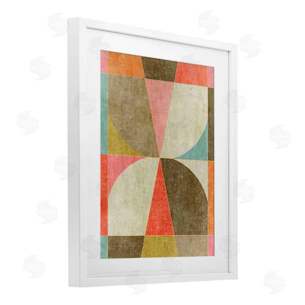 Suzanne Nicoll Pinwheel Symmetric Shapes White Framed Print Under Glass Wall Art