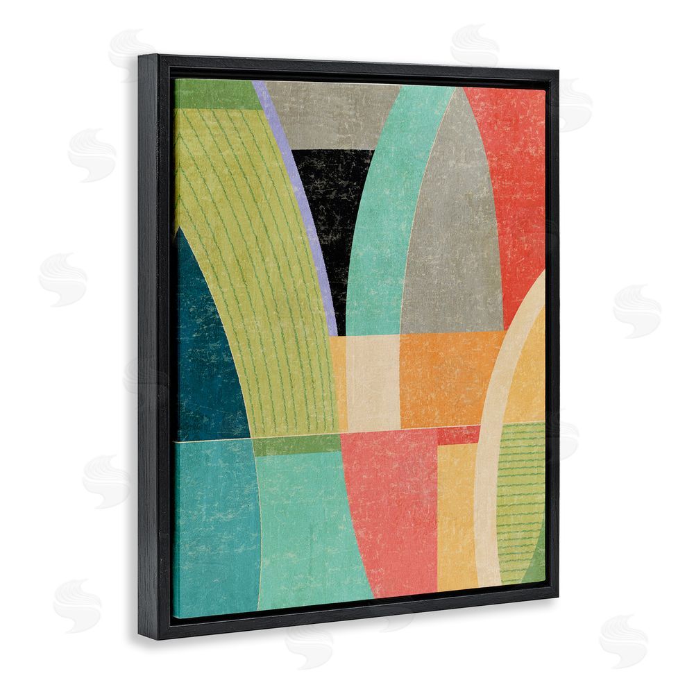 Suzanne Nicoll Retro Geometric Archways Black Floating Frame Canvas Wall Art Print