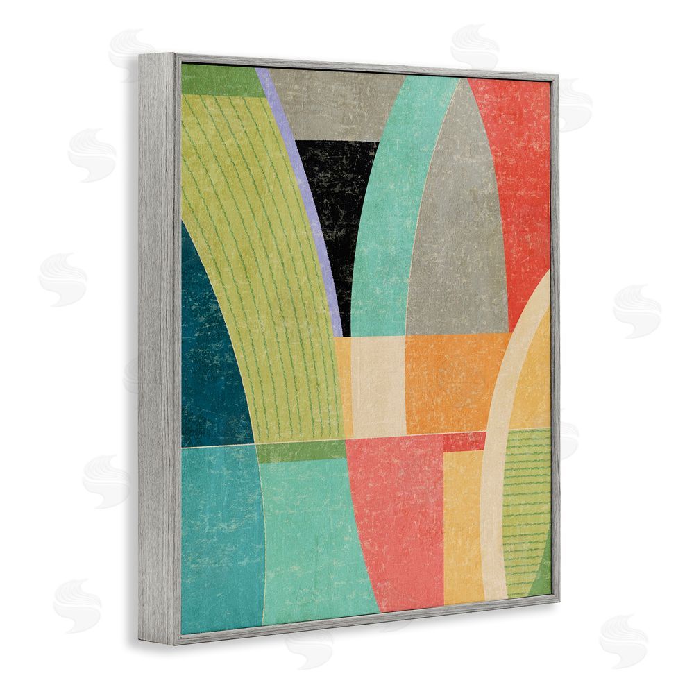 Suzanne Nicoll Retro Geometric Archways Gray Framed Giclee Wall Art Print
