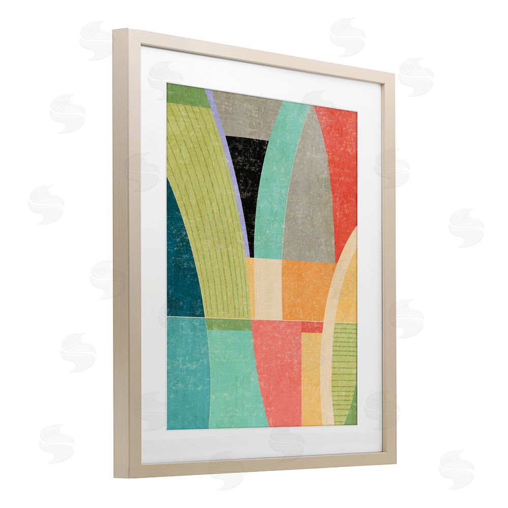 Suzanne Nicoll Retro Geometric Archways Brown Framed Print Under Glass Wall Art
