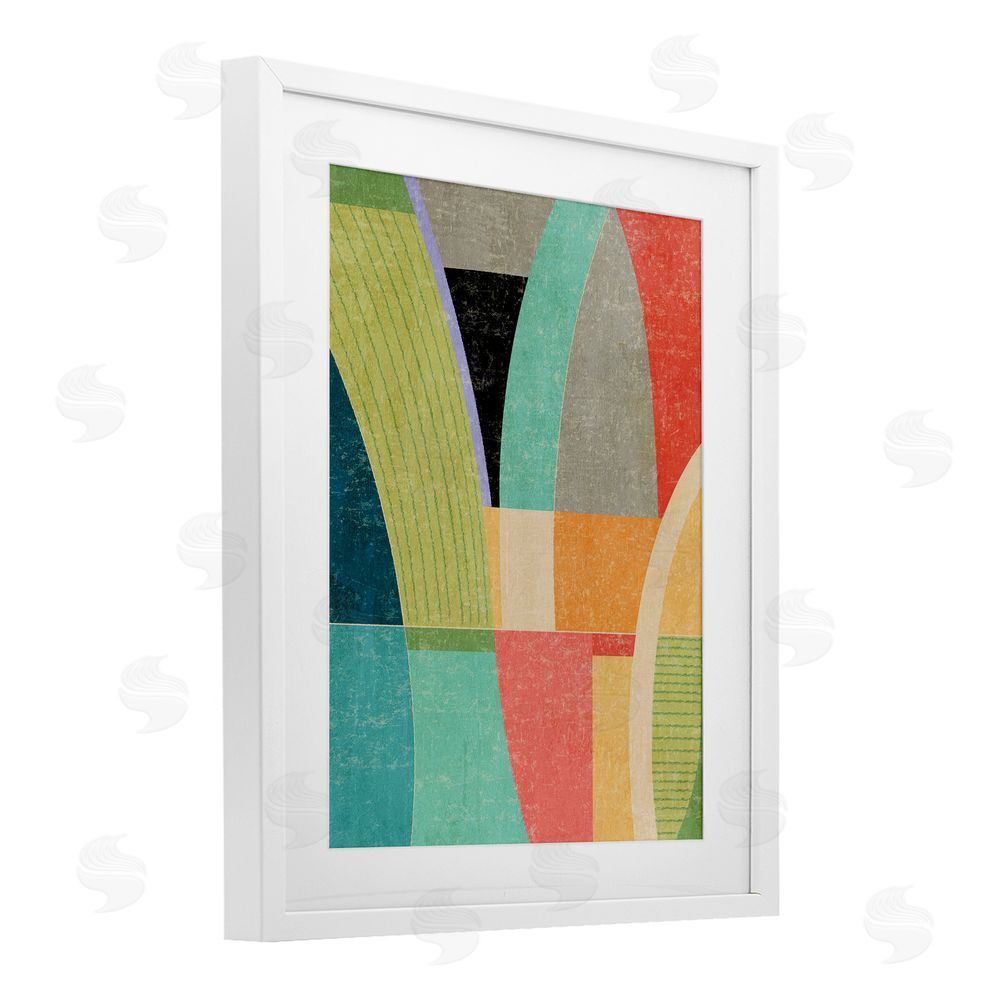 Suzanne Nicoll Retro Geometric Archways White Framed Print Under Glass Wall Art