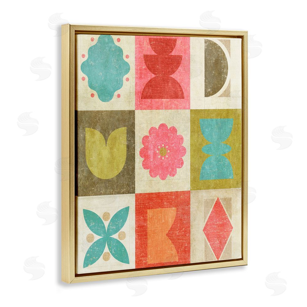 Suzanne Nicoll Happy Dance Geometrics Gold Floating Frame Canvas Wall Art Print