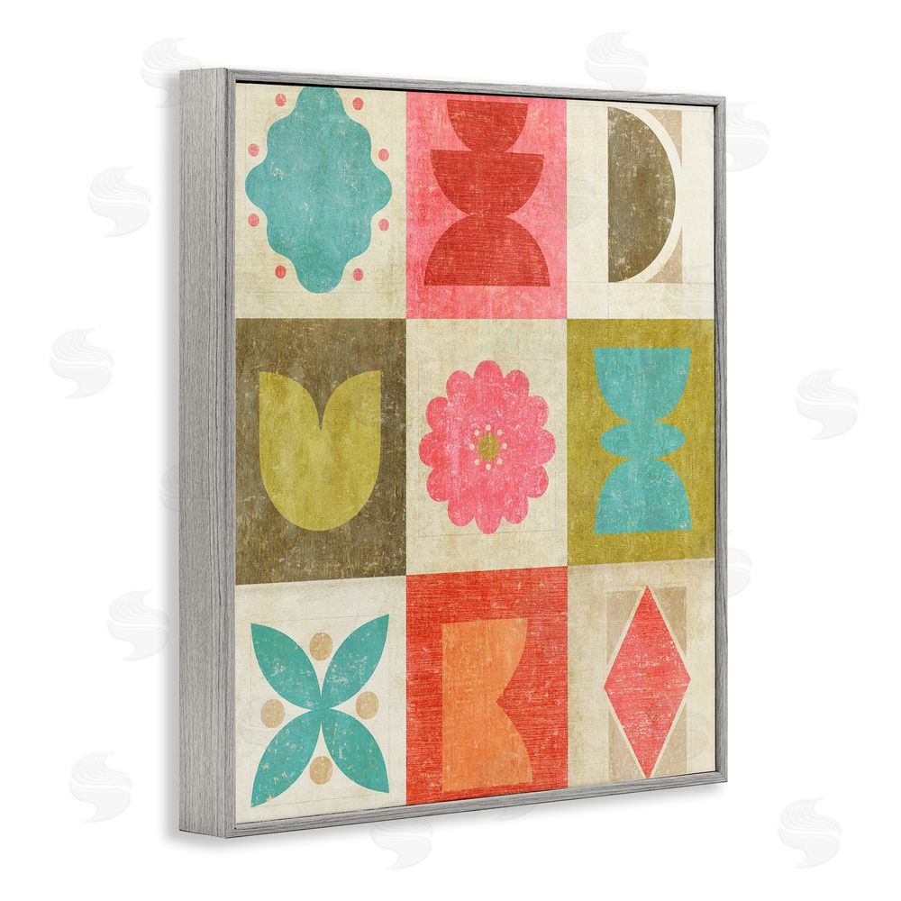 Suzanne Nicoll Happy Dance Geometrics Gray Framed Giclee Wall Art Print
