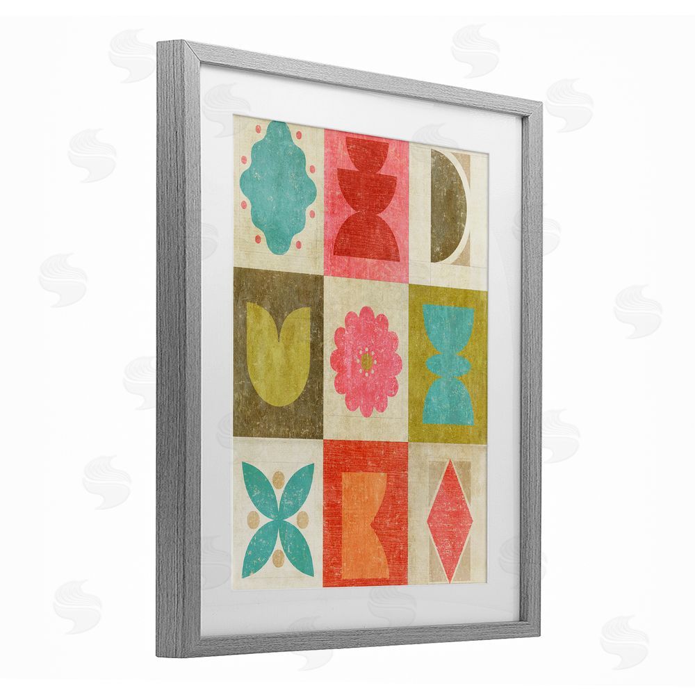 Suzanne Nicoll Happy Dance Geometrics Gray Framed Print Under Glass Wall Art