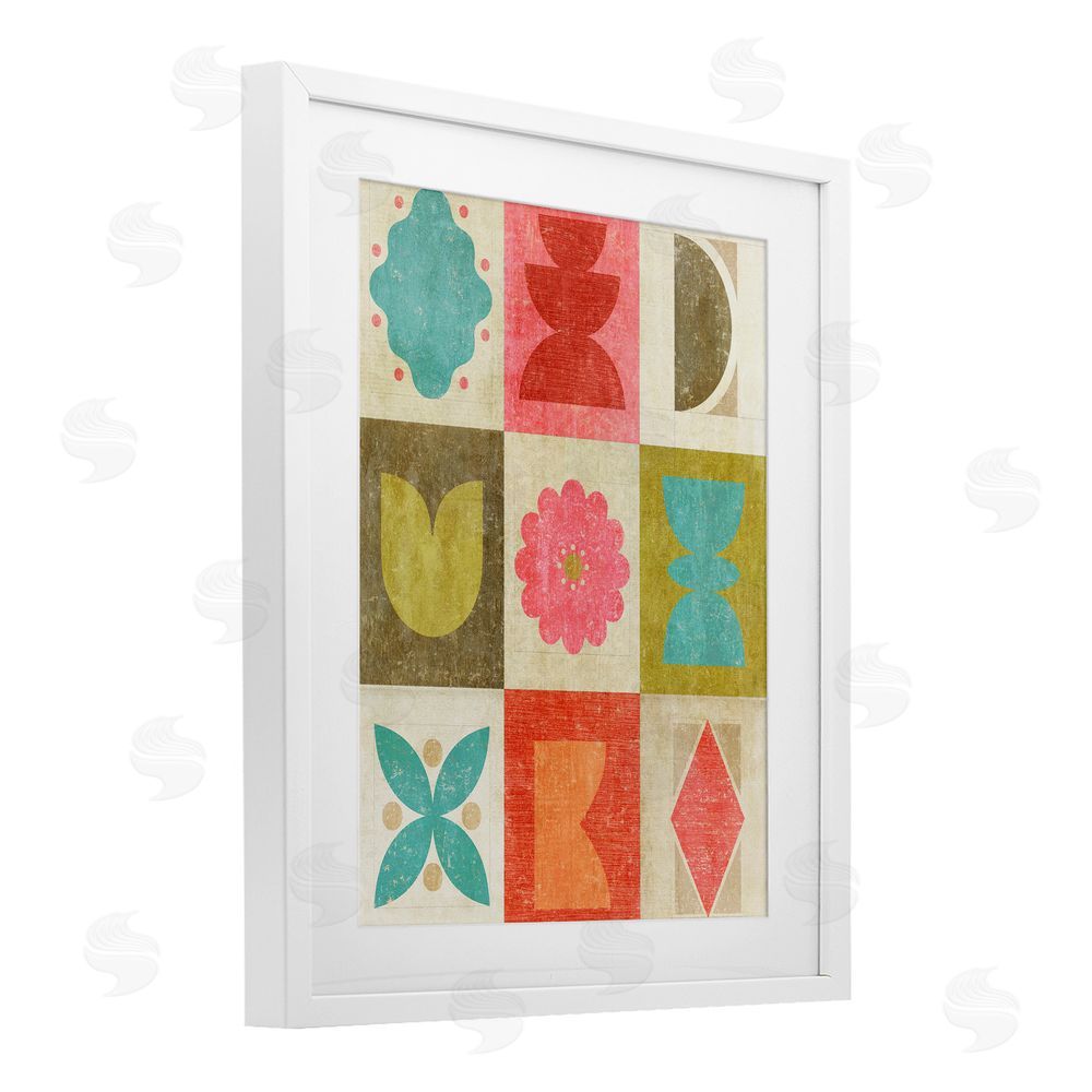 Suzanne Nicoll Happy Dance Geometrics White Framed Print Under Glass Wall Art