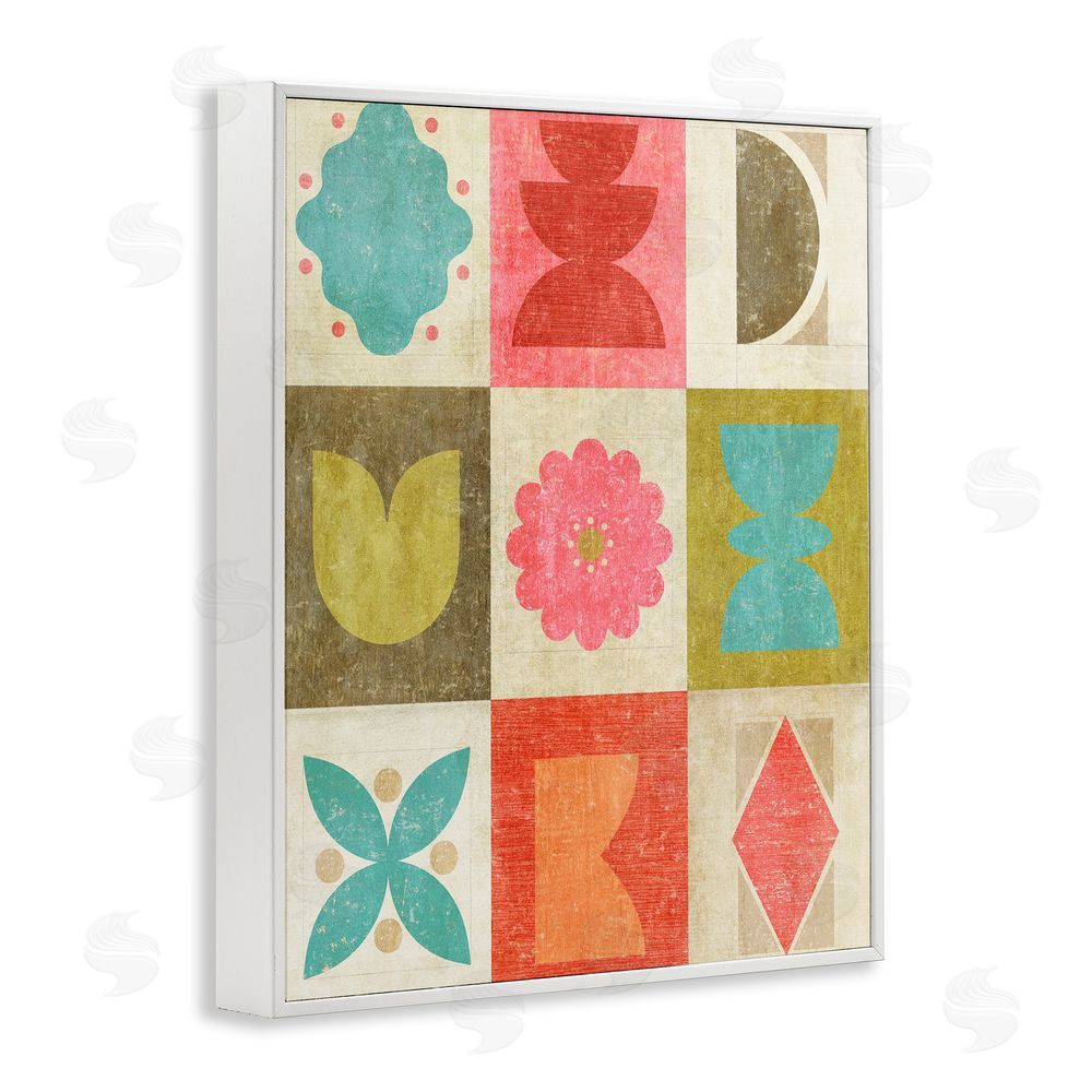 Suzanne Nicoll Happy Dance Geometrics White Framed Giclee Wall Art Print