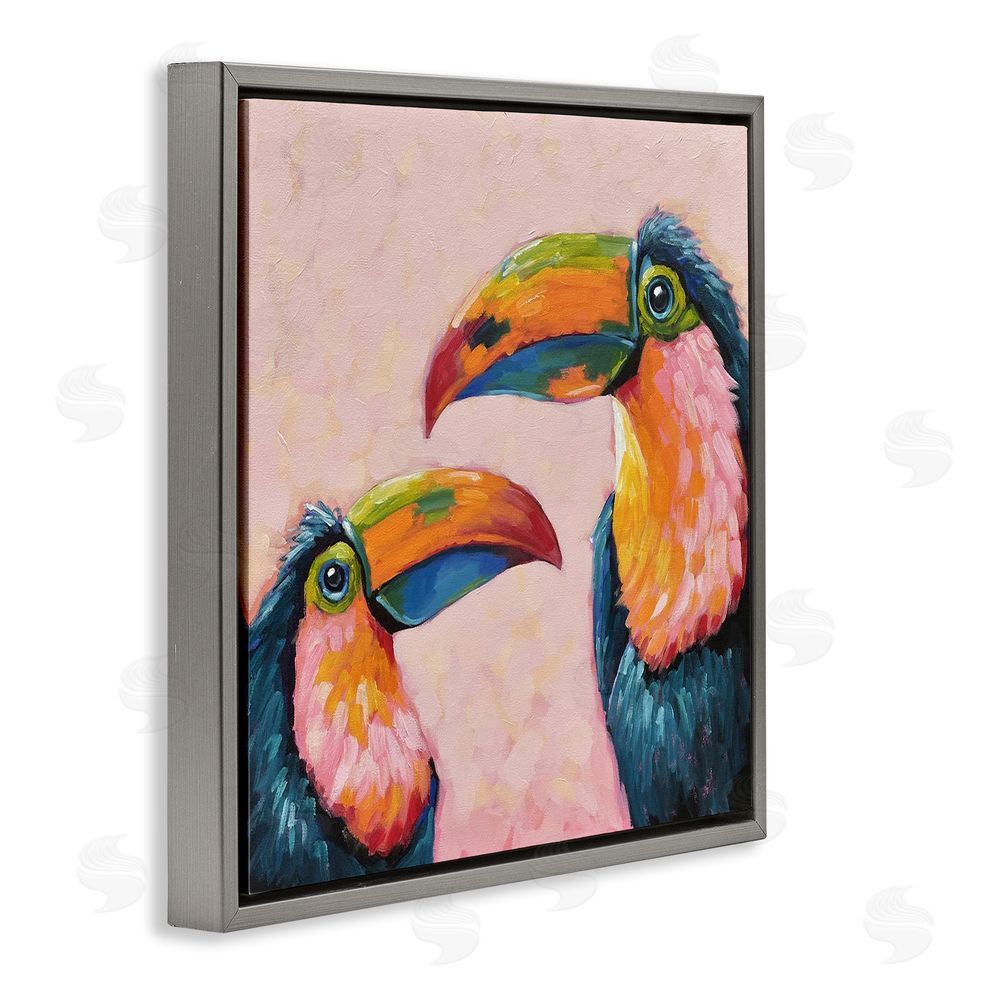 Lucia Stewart Tropical Toucan Paradise Gray Floating Frame Canvas Wall Art Print