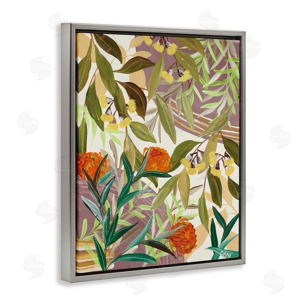 Dani Heyward Walk With Me Blooms Gray Floating Frame Canvas Wall Art Print