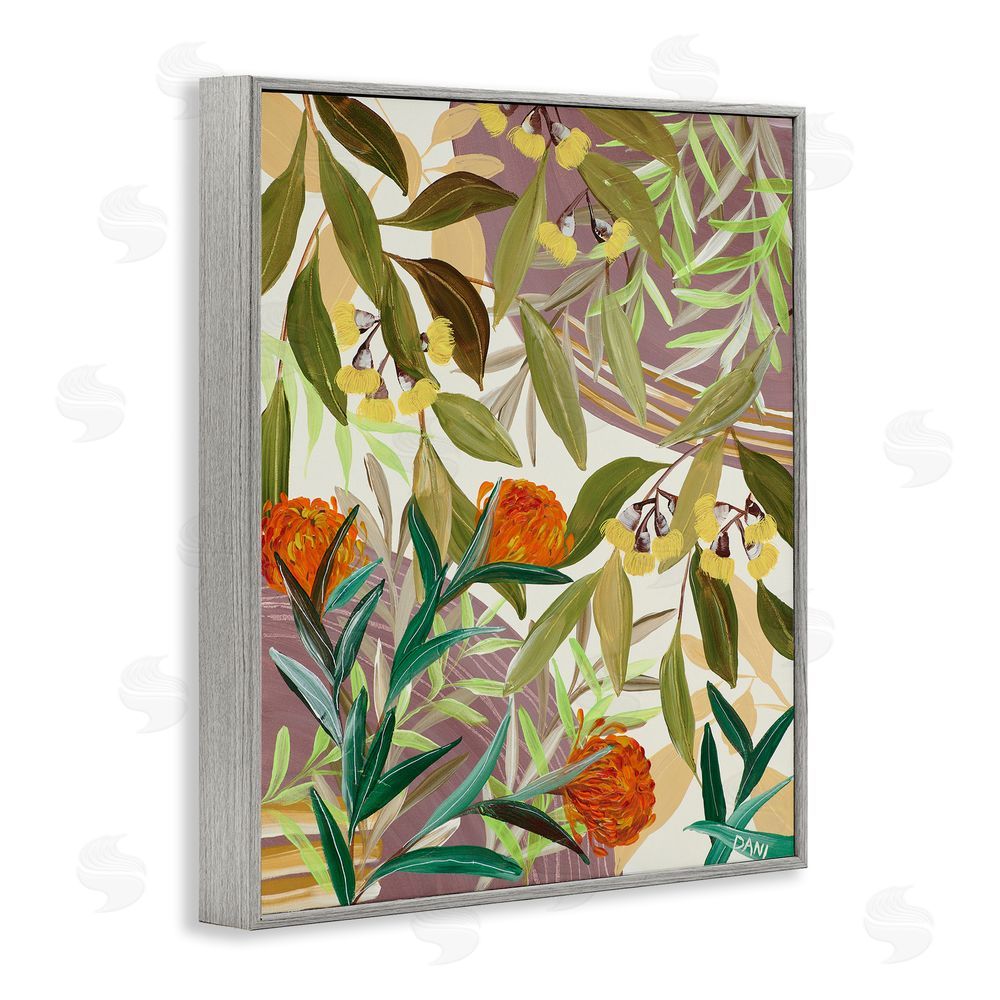 Dani Heyward Walk With Me Blooms Gray Framed Giclee Wall Art Print