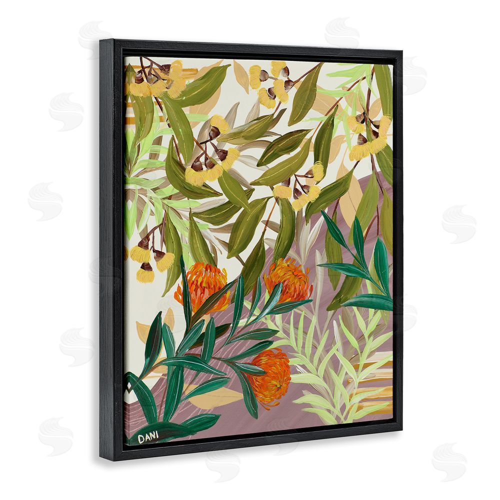 Dani Heyward Walk With Me Florals Black Floating Frame Canvas Wall Art Print