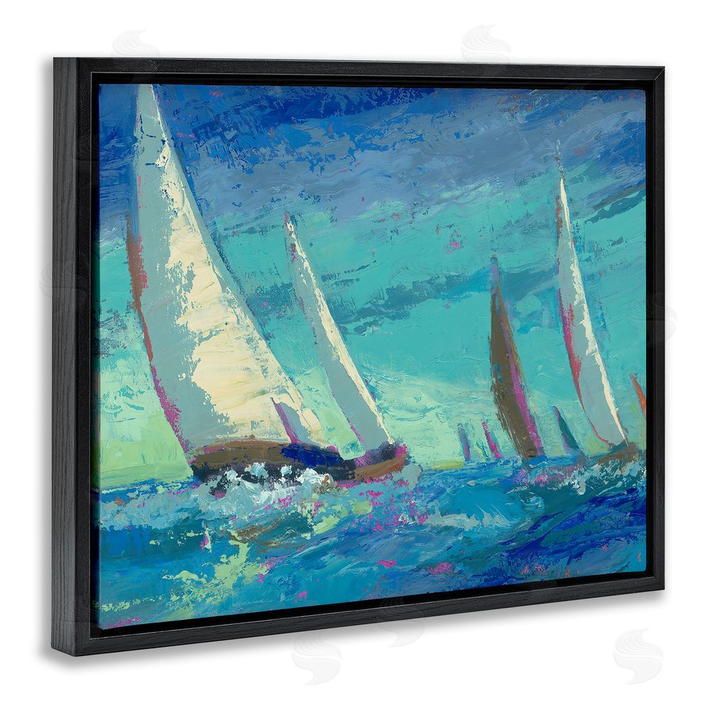 Beth A. Forst Abstract Expression Regatta Black Floating Frame Canvas Wall Art Print