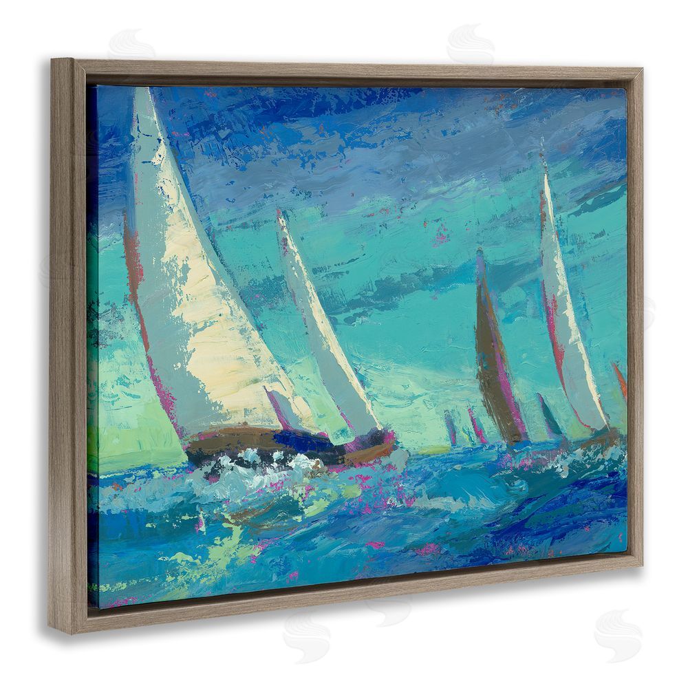 Beth A. Forst Abstract Expression Regatta Brown Floating Frame Canvas Wall Art Print