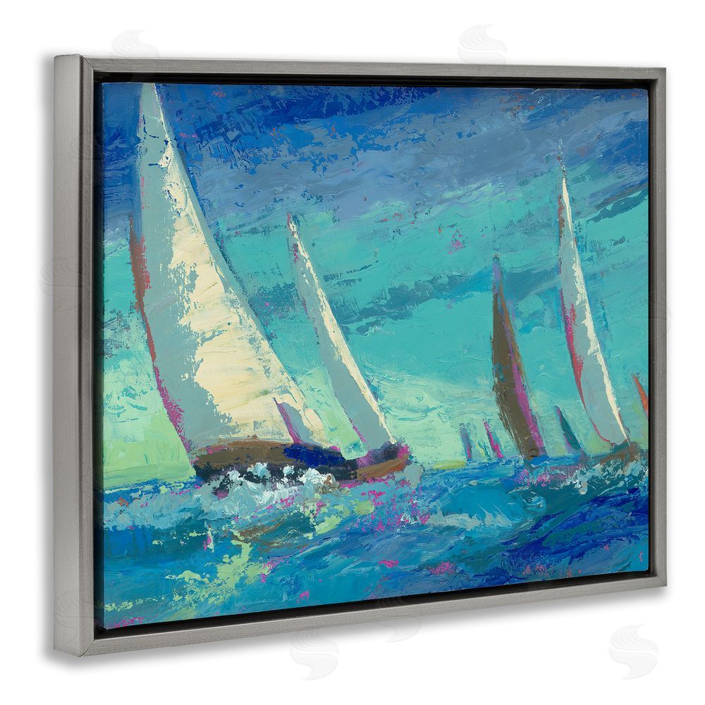 Beth A. Forst Abstract Expression Regatta Gray Floating Frame Canvas Wall Art Print
