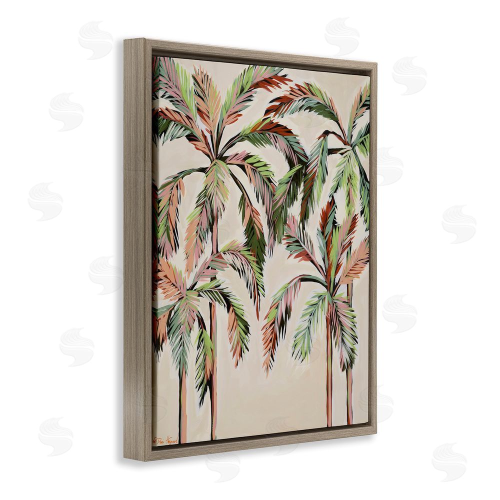 Dani Heyward Blushing Palm Tree Canopy Brown Floating Frame Canvas Wall Art Print