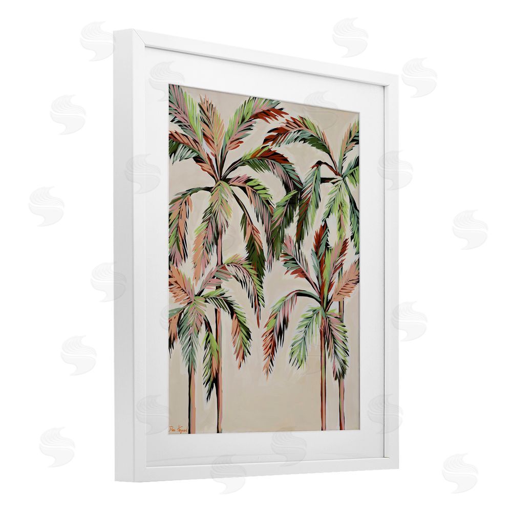 Dani Heyward Blushing Palm Tree Canopy White Framed Print Under Glass Wall Art