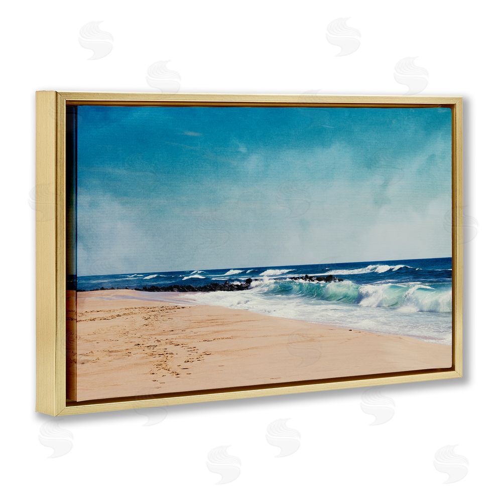 Dirk Wüstenhagen Atlantic Waves Shoreline Gold Floating Frame Canvas Wall Art Print