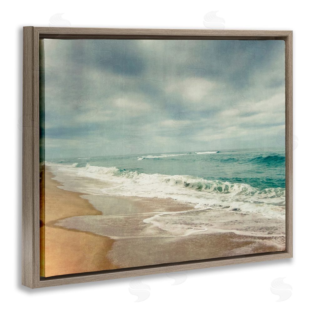 Dirk Wüstenhagen Tranquil Waves Along Sandy Coast Brown Floating Frame Canvas Wall Art Print