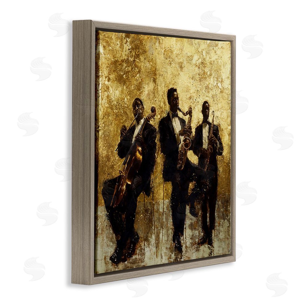 Marta Wiley Golden Era Musicians Abstraction Brown Floating Frame Canvas Wall Art Print