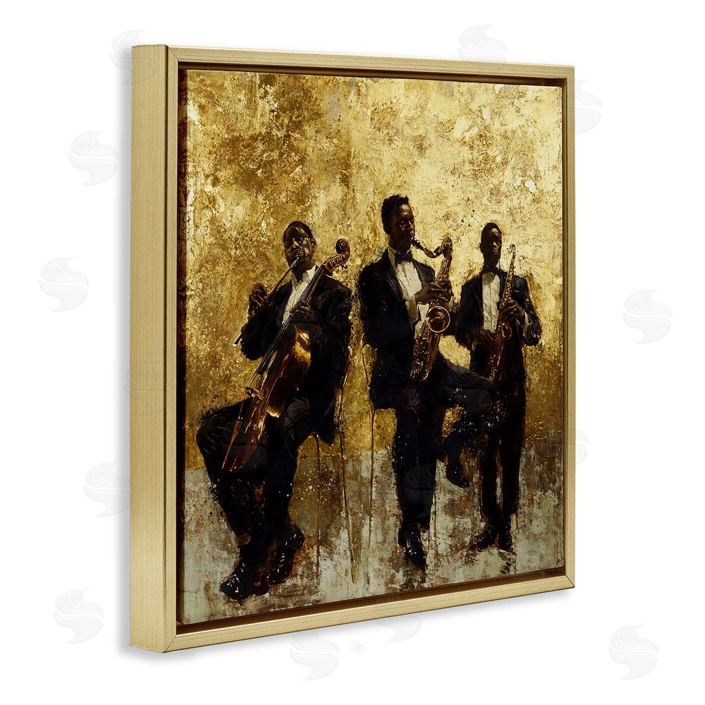Marta Wiley Golden Era Musicians Abstraction Gold Floating Frame Canvas Wall Art Print