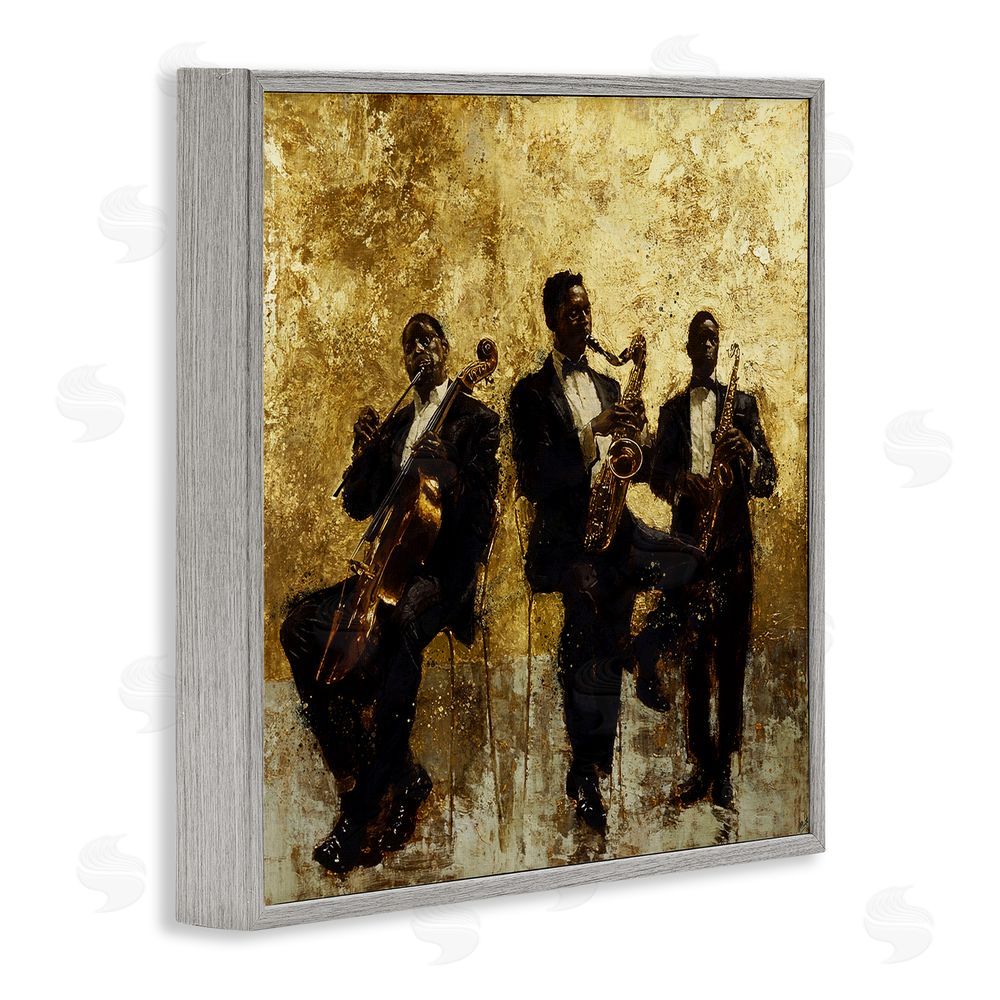Marta Wiley Golden Era Musicians Abstraction Gray Framed Giclee Print Wall Art