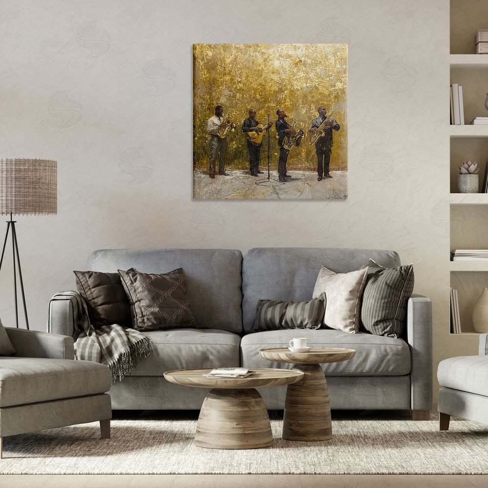 Marta Wiley Golden Era Jazz Musicians Stretched Canvas Wall Art Print in Room