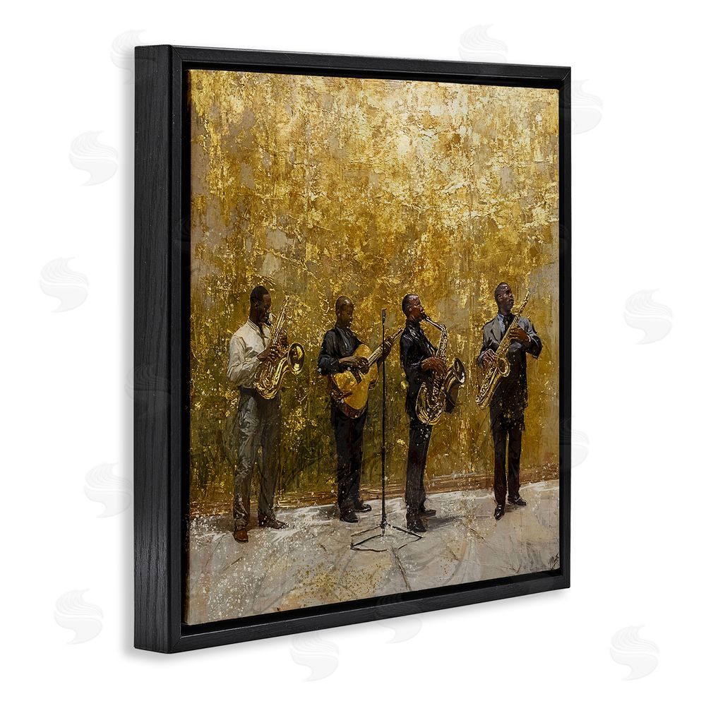 Marta Wiley Golden Era Jazz Musicians Black Floating Frame Canvas Wall Art Print