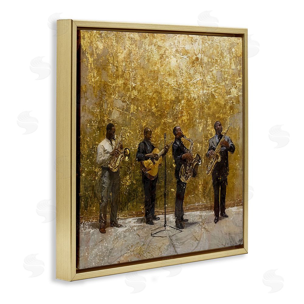 Marta Wiley Golden Era Jazz Musicians Gold Floating Frame Canvas Wall Art Print
